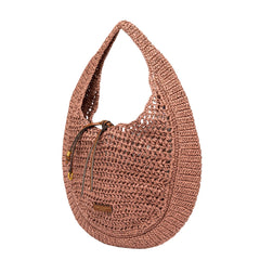 GIANNI CHIARINI BORSA HOBO PAGLIA CROCHET NEFELI BS11954 ROSA BLUSH