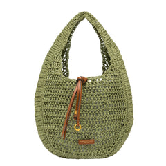 GIANNI CHIARINI BORSA HOBO PAGLIA CROCHET NEFELI BS11954 VERDE TAIGA