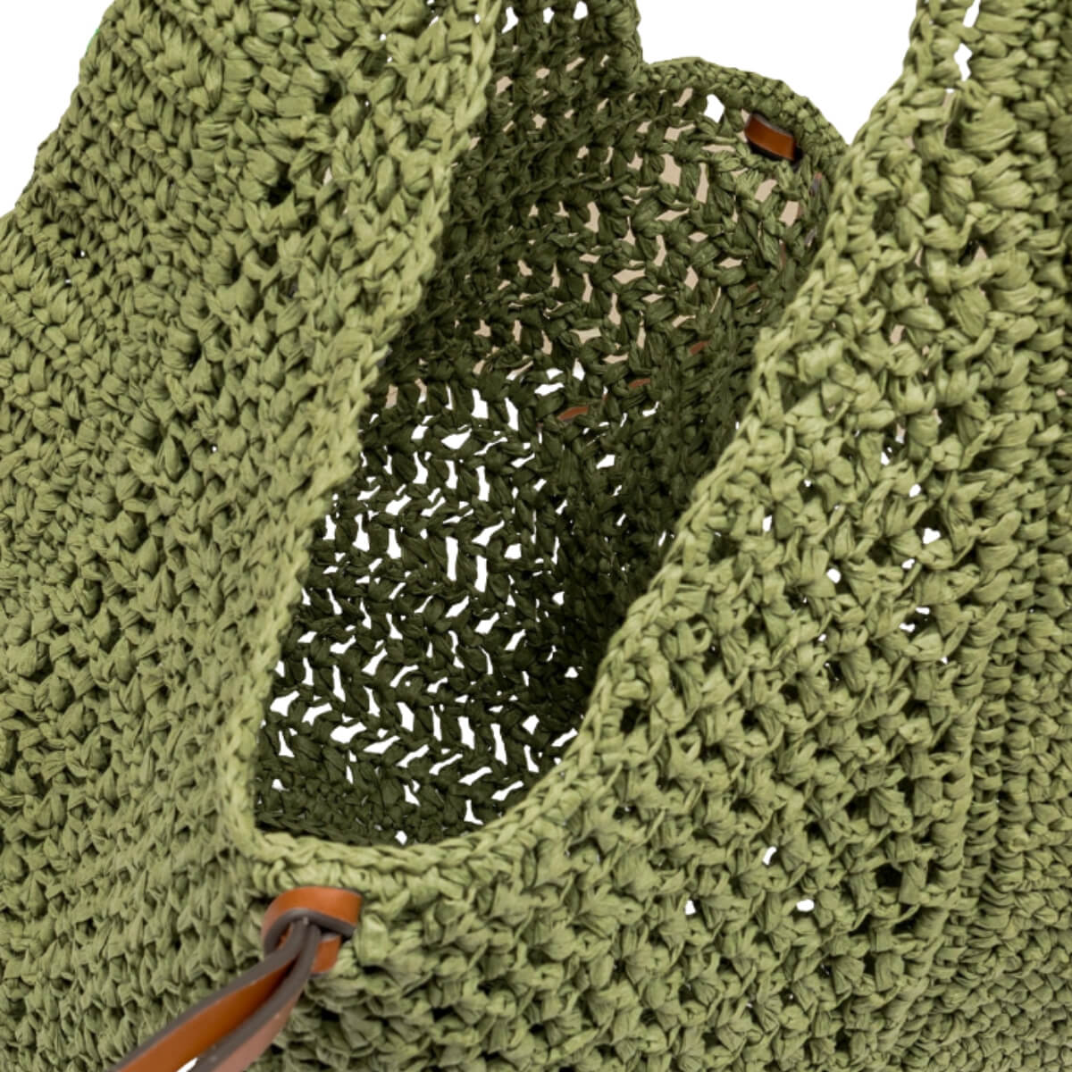 GIANNI CHIARINI BORSA HOBO PAGLIA CROCHET NEFELI BS11954 VERDE TAIGA