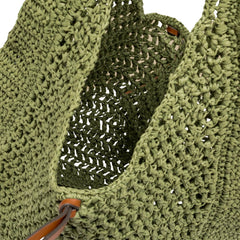 GIANNI CHIARINI BORSA HOBO PAGLIA CROCHET NEFELI BS11954 VERDE TAIGA