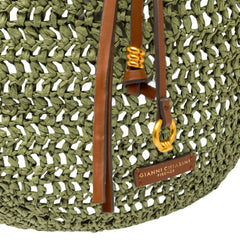 GIANNI CHIARINI BORSA HOBO PAGLIA CROCHET NEFELI BS11954 VERDE TAIGA