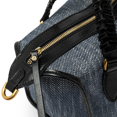 Borsa a bauletto di Gianni Chiarini Roxy colore jeans con rifiniture in pelle