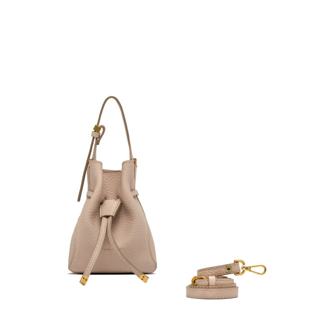 Borsa Gianni Chiarini Sienna rosa cipria in pelle martellata modello a secchiello