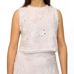 Top Goa Goa Cyra bianco con ricami decorativi