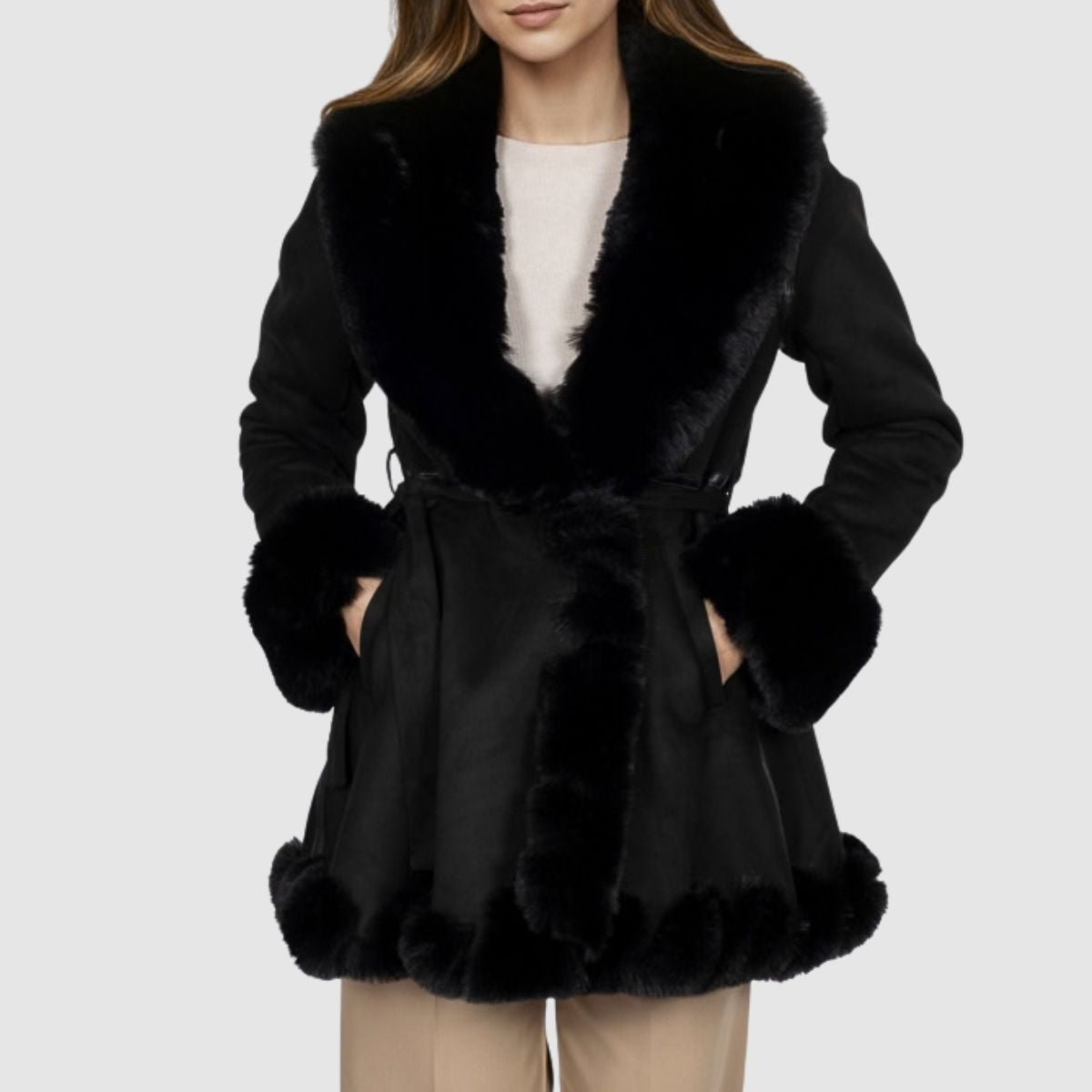GOA GOA CAPPOTTO PELLICCIA VERAYA NERO
