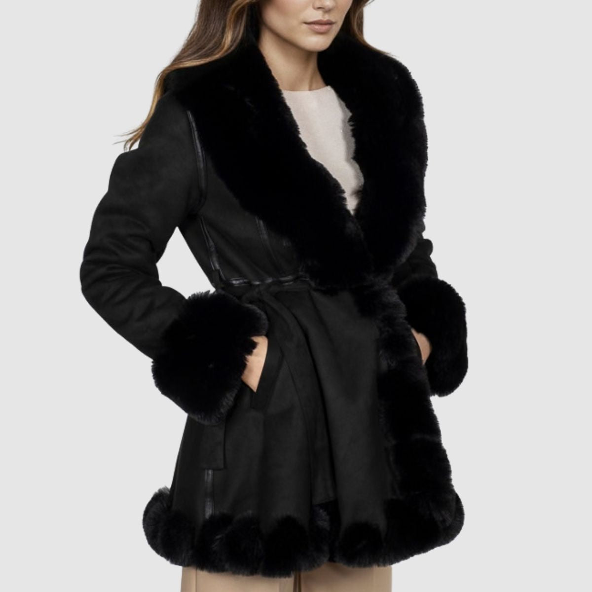 GOA GOA CAPPOTTO PELLICCIA VERAYA NERO