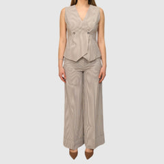 GOA GOA GILET COLETTE BIANCO/MARRONE A RIGHE