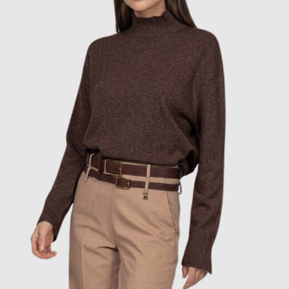 GOA GOA MAGLIONE COLLO ALTO LADURIA MARRONE