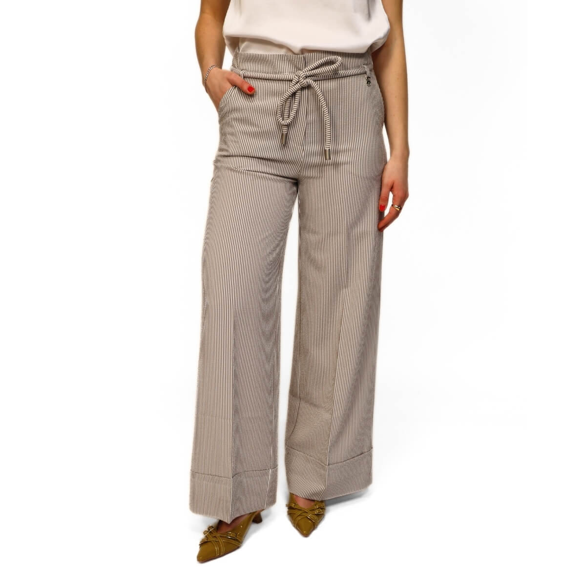 GOA GOA PANTALONE MIRAGE BIANCO A RIGHE