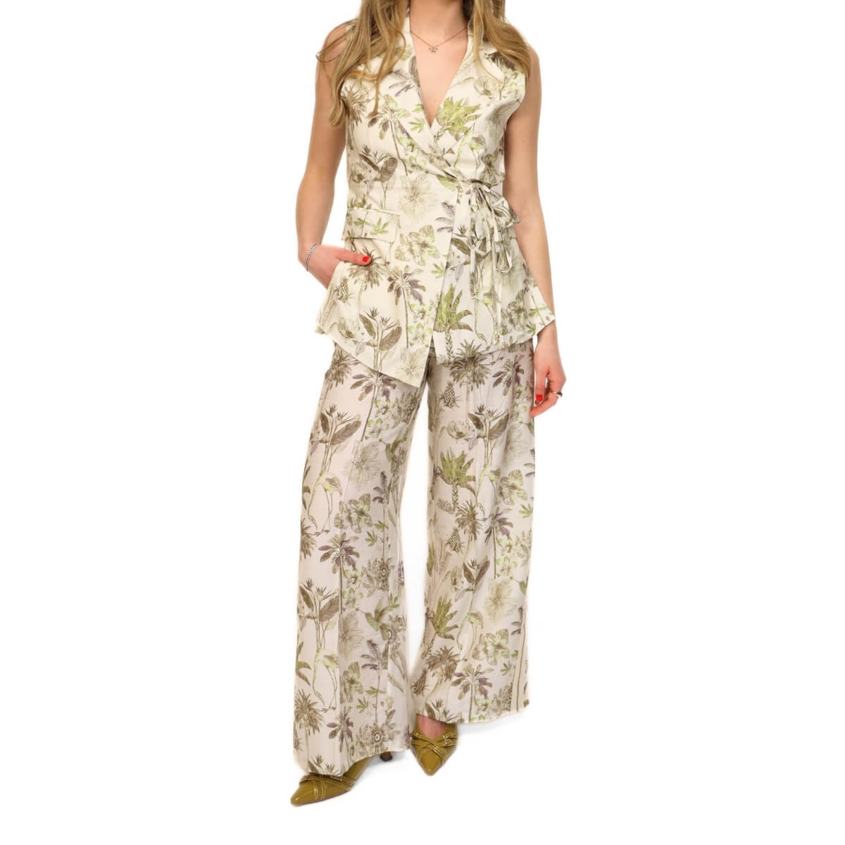 GOA GOA PANTALONE MUJI BIANCO E VERDE