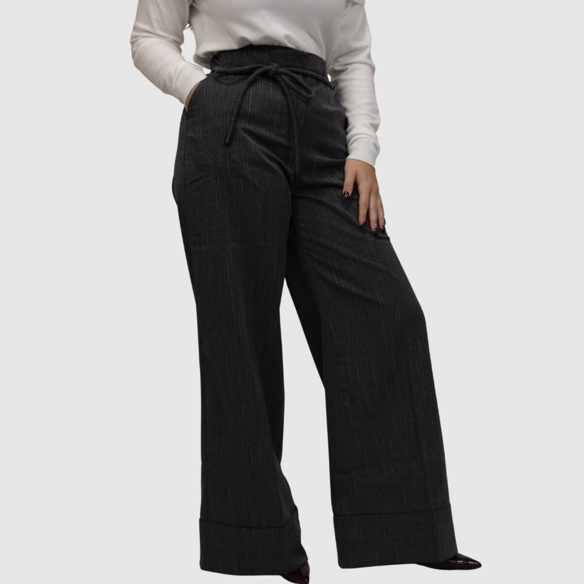 GOA GOA PANTALONI ANASTASIA GRIGIO A RIGHE