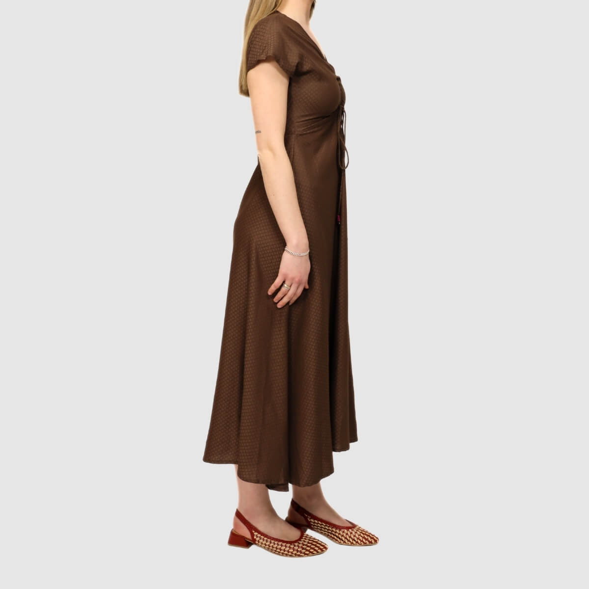 GOA GOA VESTITO MIDI KAMICHIKI MARRONE