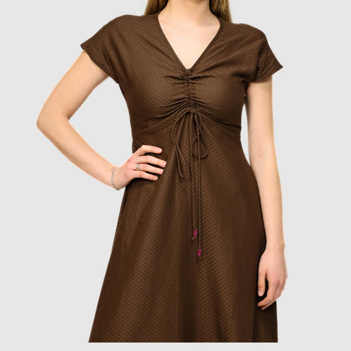 GOA GOA VESTITO MIDI KAMICHIKI MARRONE