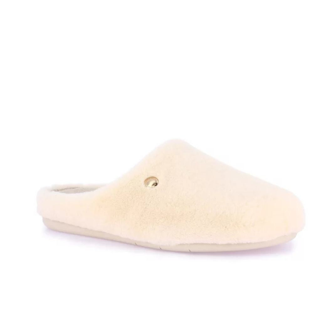 Ciabatta tessile panna Grünland GAGA CI1571, dettaglio tessuto e suola morbida