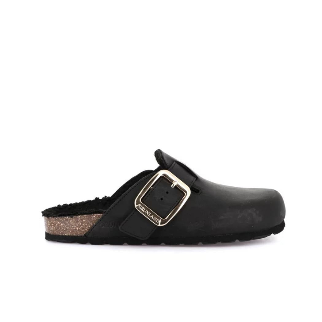 Interno in sughero e tessuto della ciabatta Grünland Sara CB0794 Nero.