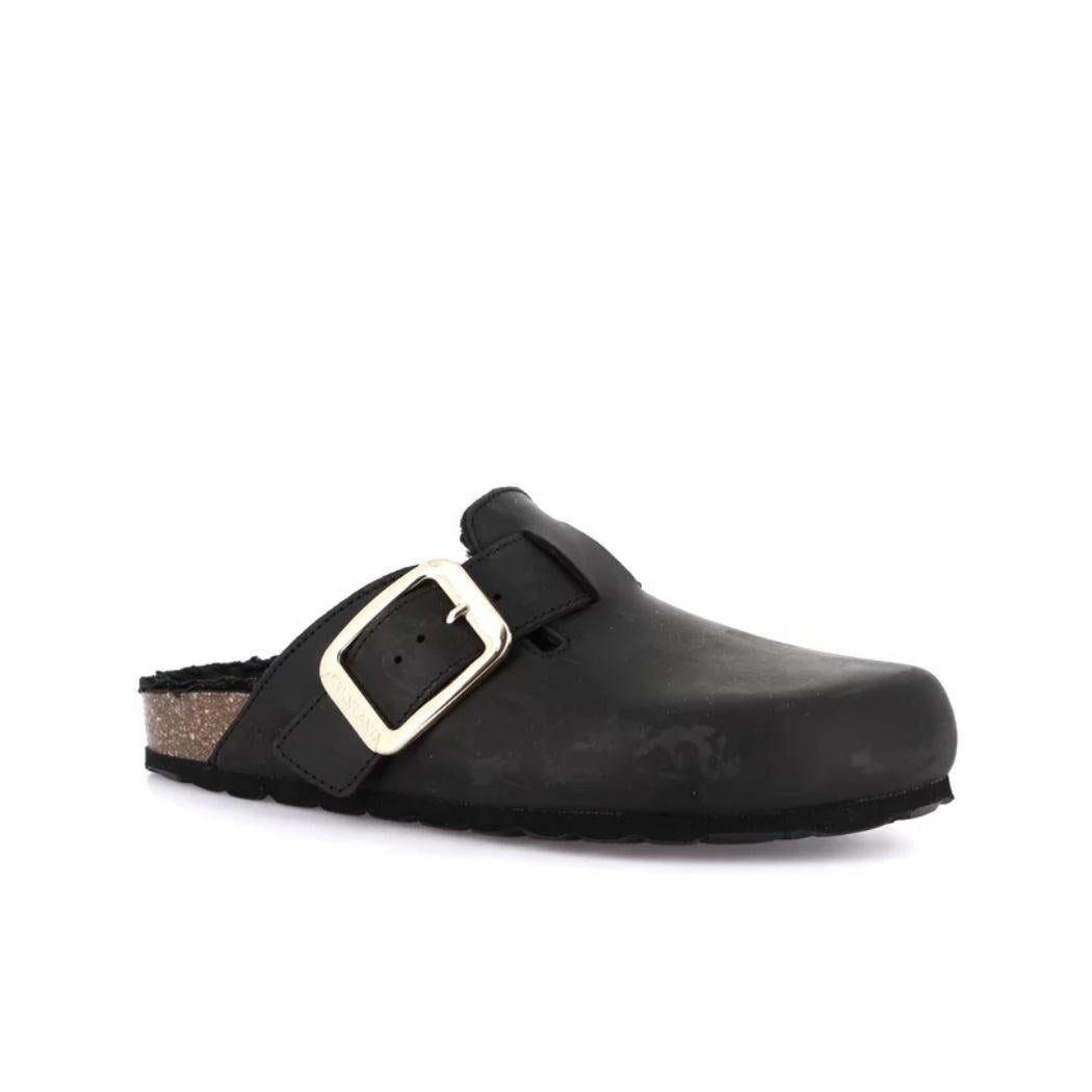 Interno in sughero e tessuto della ciabatta Grünland Sara CB0794 Nero.