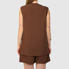 H2O ITALIA GILET LINO WEMORA MARRONE CIOCCOLATO