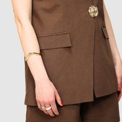 H2O ITALIA GILET LINO WEMORA MARRONE CIOCCOLATO