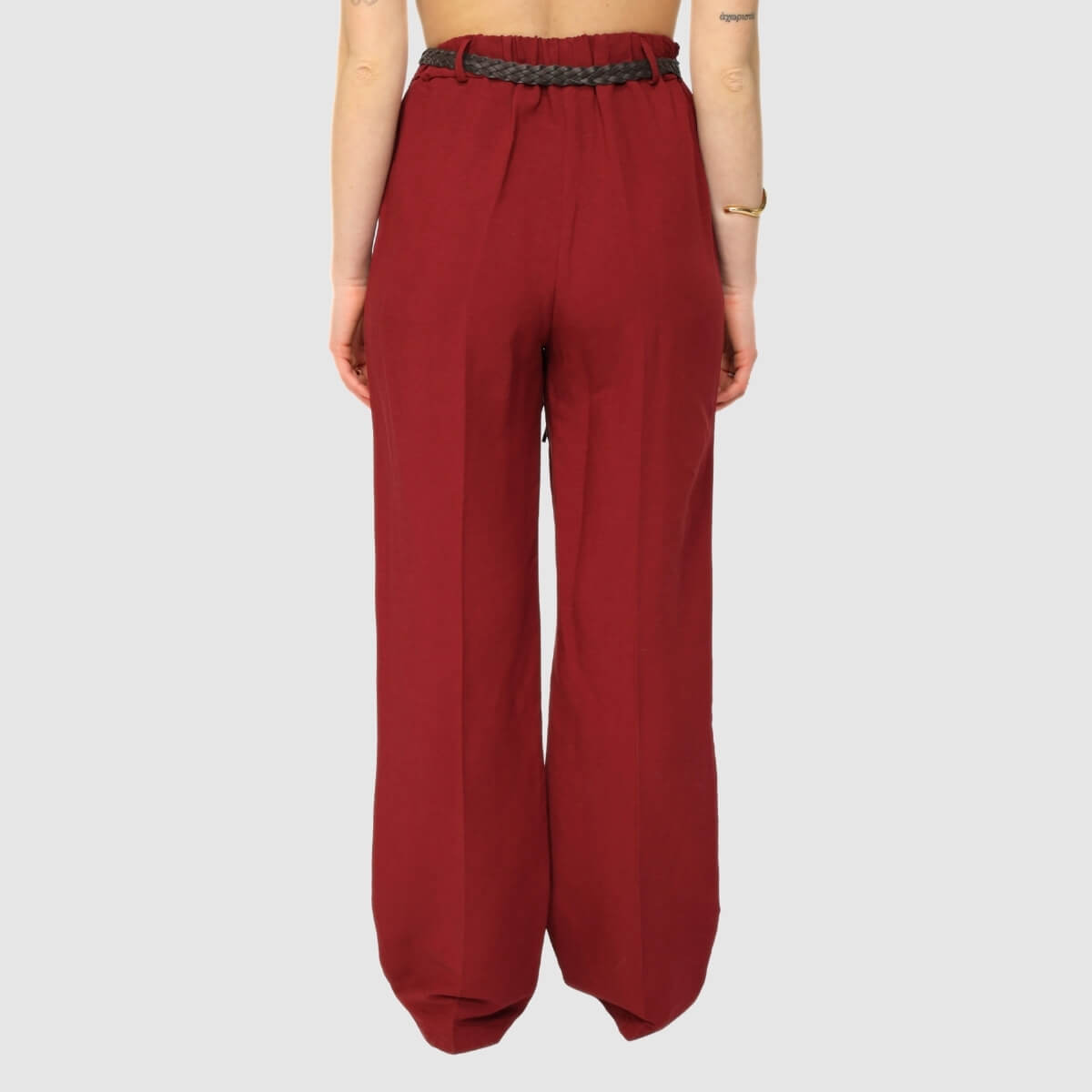 H2O ITALIA PANTALONE PALAZZO LINO PEMORA BORDEAUX