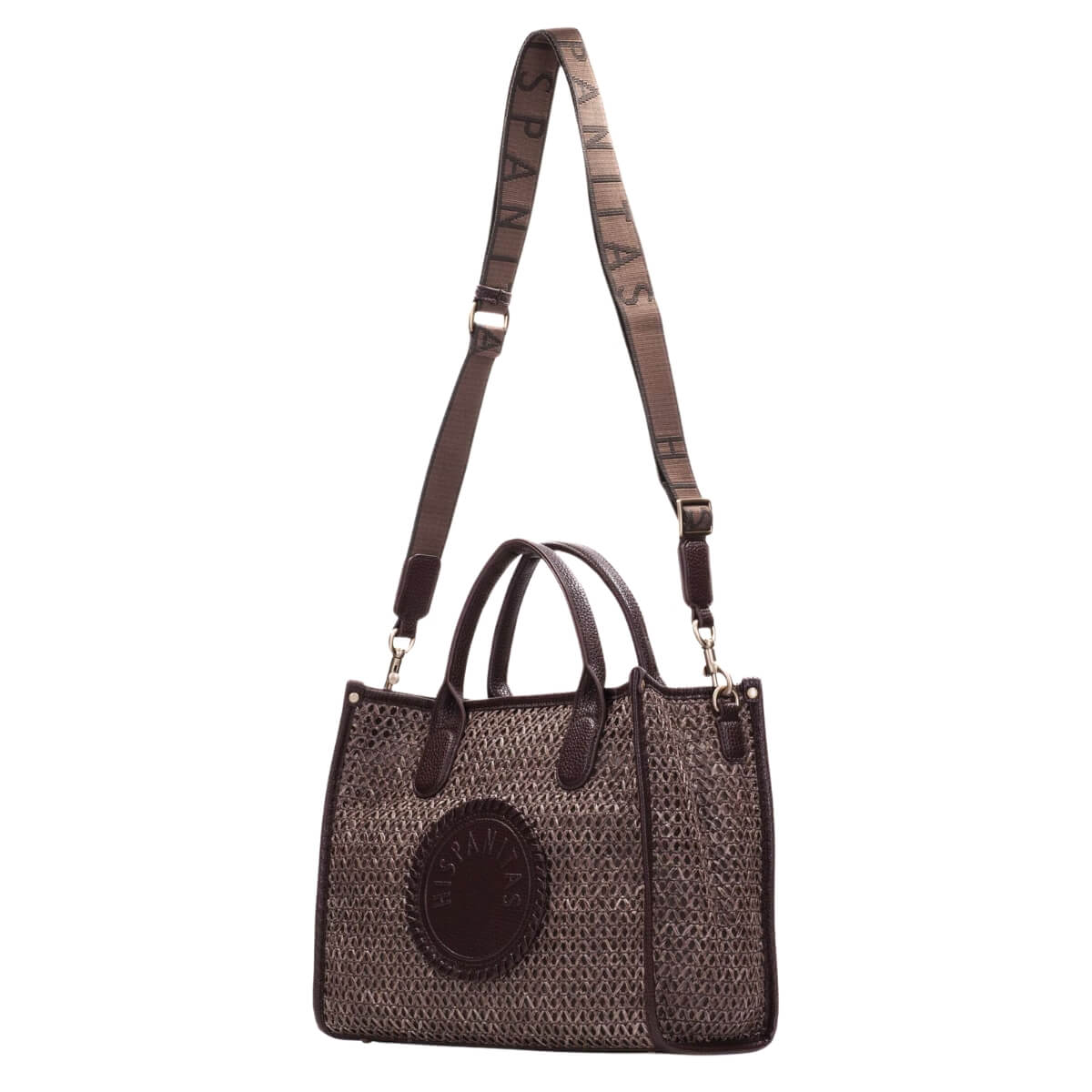HISPANITAS SHOPPER BAG INTRECCIO 2646717 MARRONE