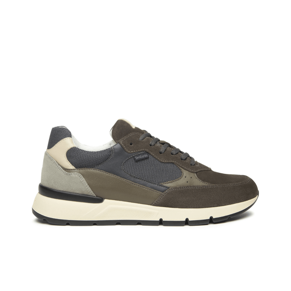 Nero Giardini Sneakers Donna In Camoscio Tortora: Zeppa 4,5cm Con Dettagli Gioiello Rimovibili