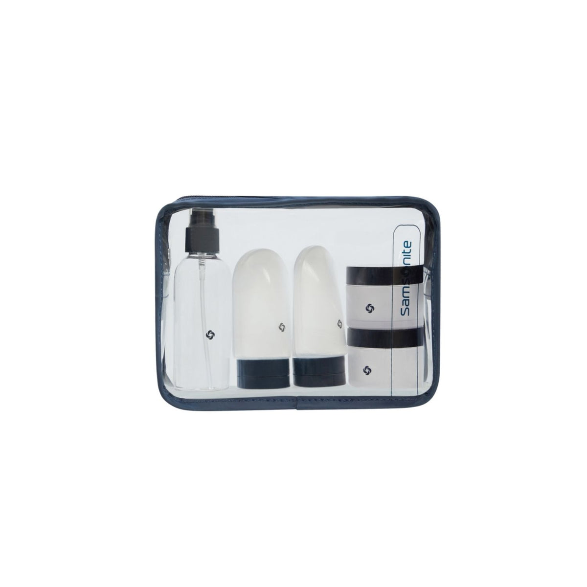 Set flaconi da viaggio in silicone con pouch trasparente e zip