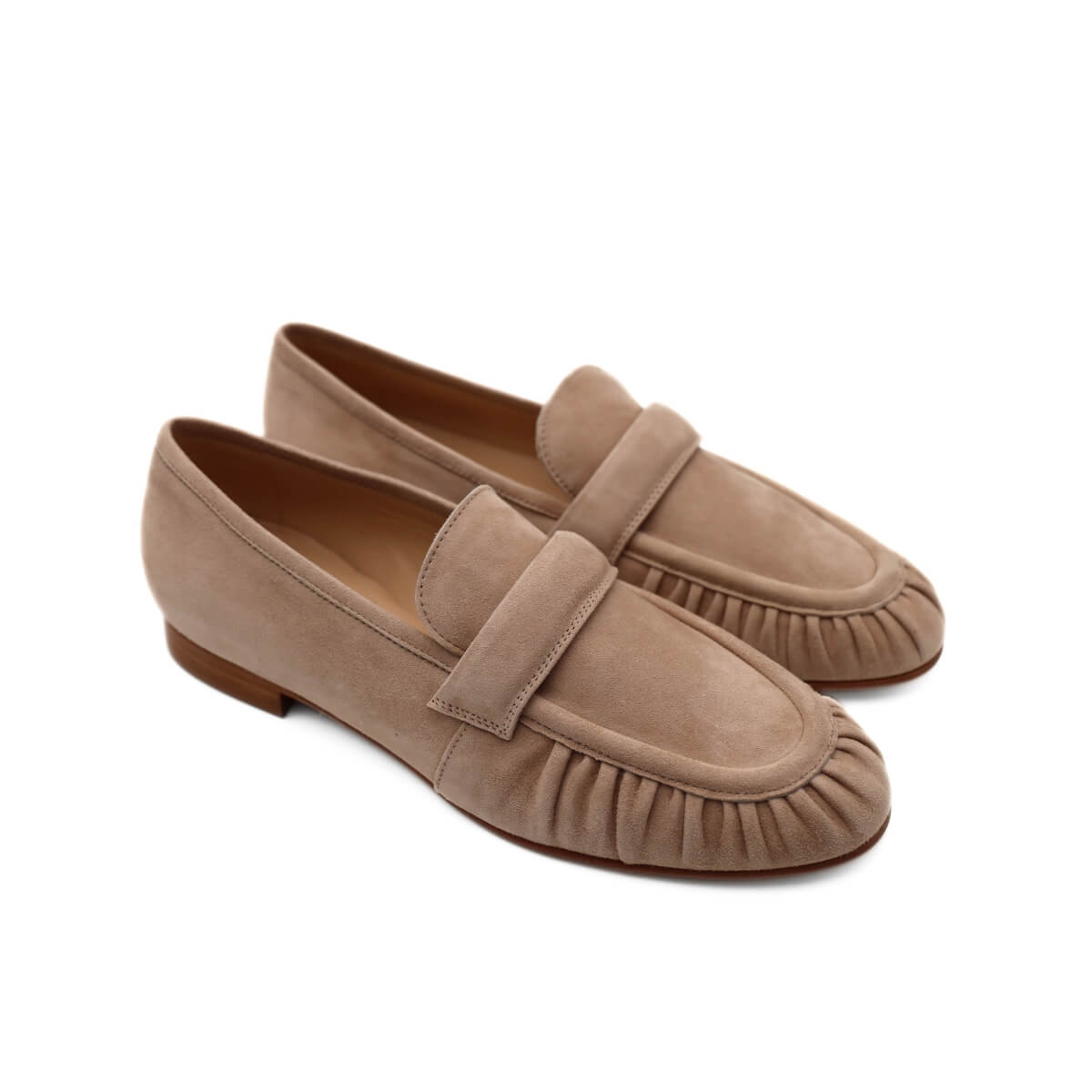 Mocassino beige in camoscio Luca Grossi arricciato