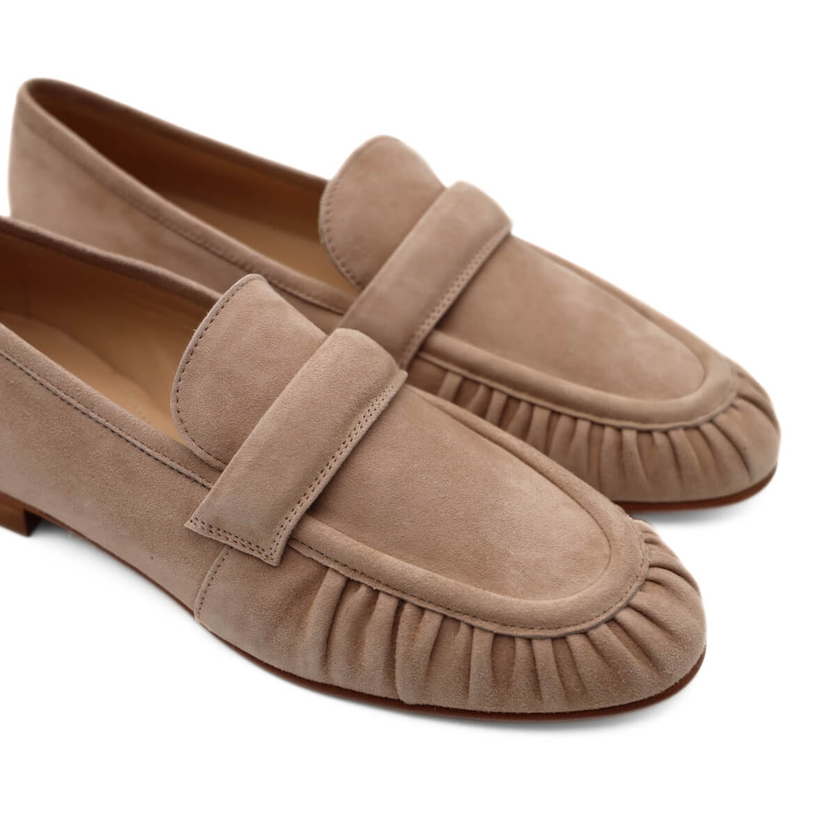 Mocassino beige in camoscio Luca Grossi arricciato