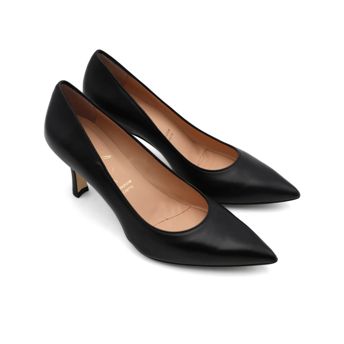 Décolleté Malù 3771 in pelle nera vista laterale