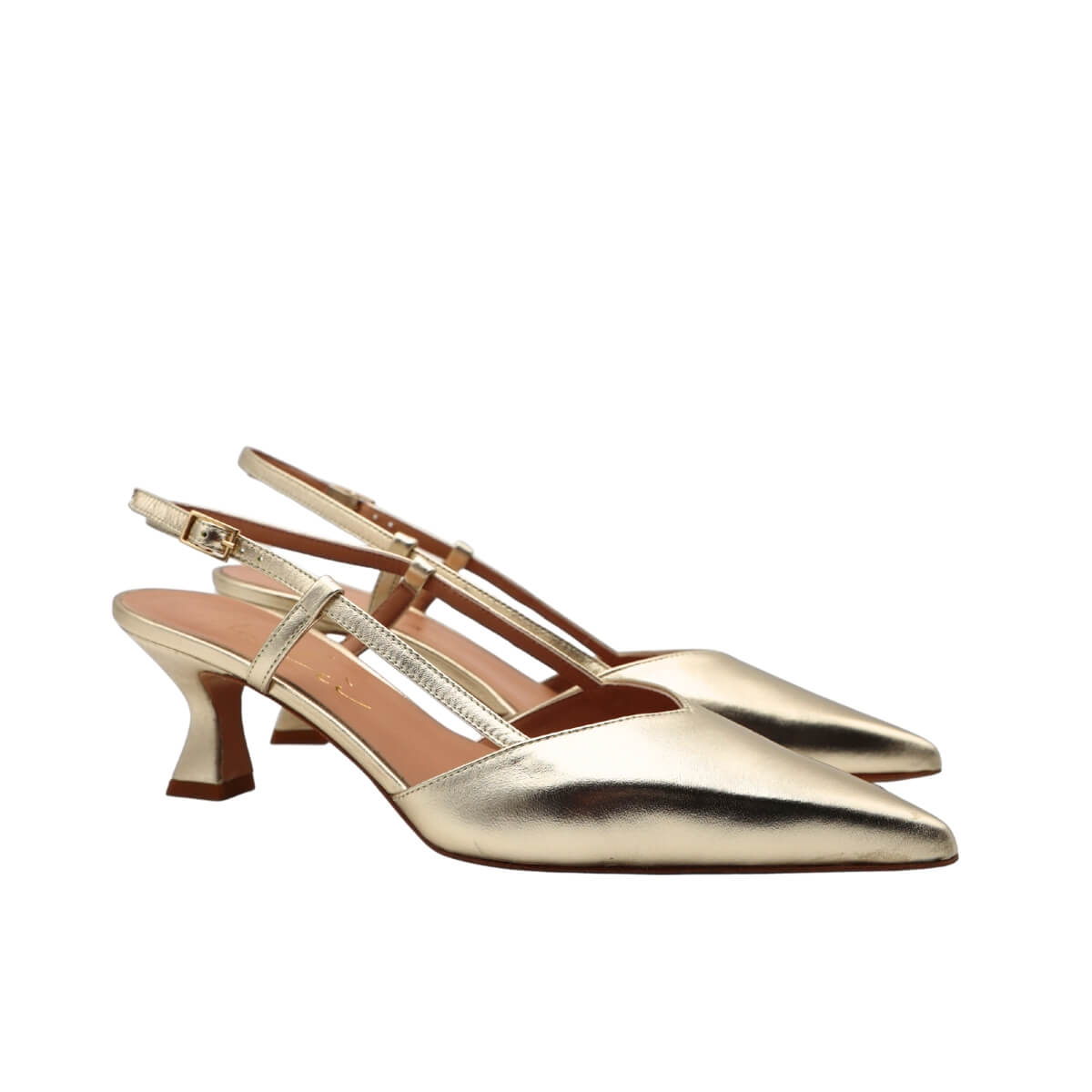Slingback Malù 1520 in pelle color platino vista laterale