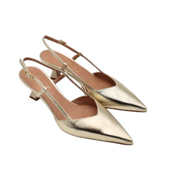 Slingback Malù 1520 in pelle color platino vista laterale