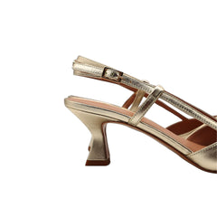 Slingback Malù 1520 in pelle color platino vista laterale