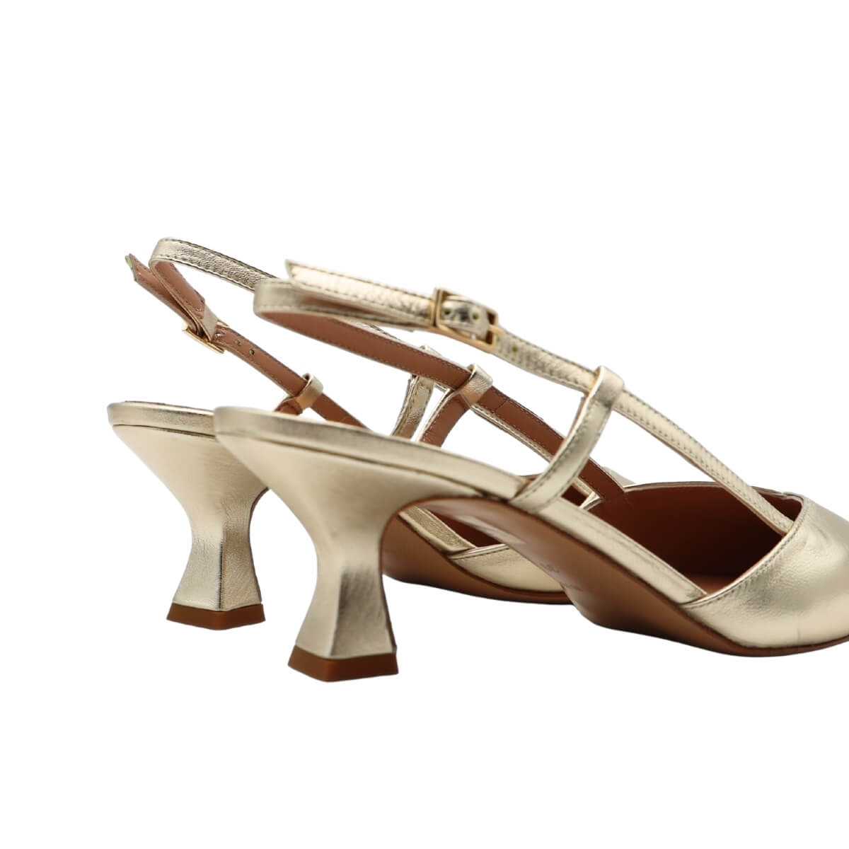 Slingback Malù 1520 in pelle color platino vista laterale