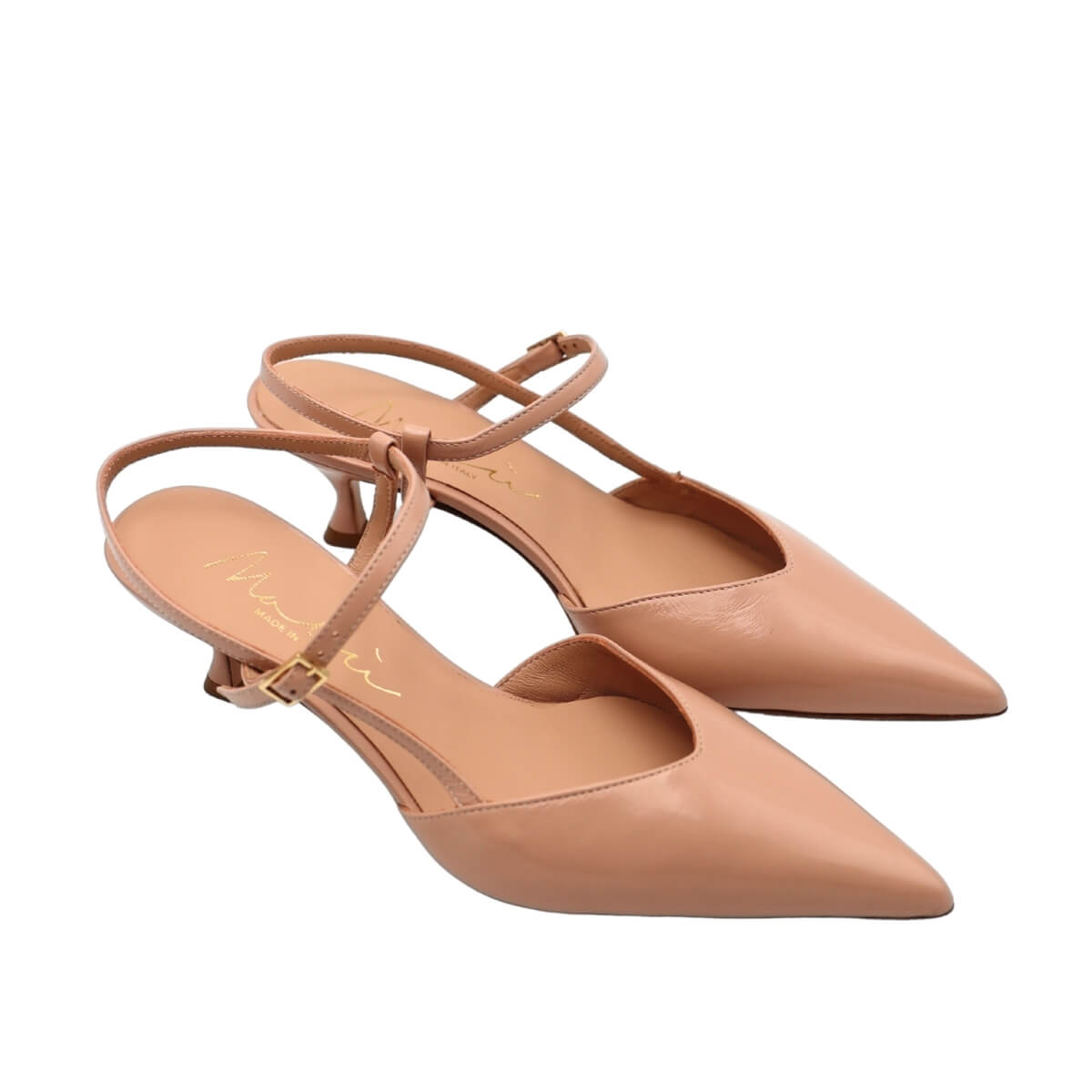 Slingback Malù 5608 in pelle color nude vista laterale