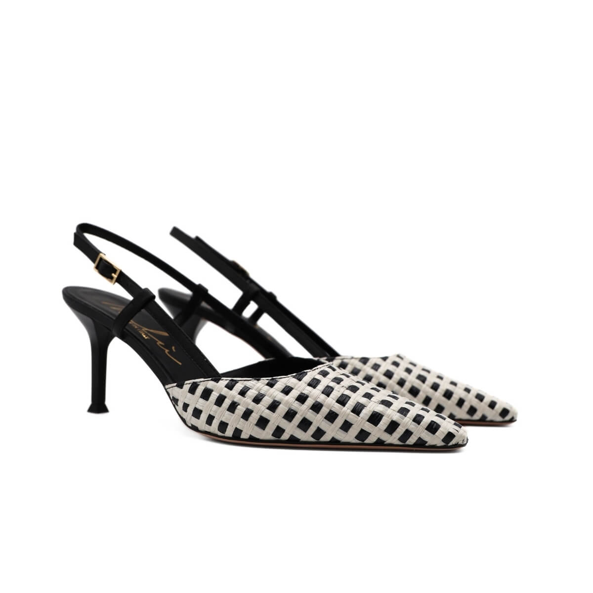 MALÙ SLINGBACK 7725 RAFFIA BIANCO/NERO