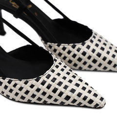 MALÙ SLINGBACK 7725 RAFFIA BIANCO/NERO