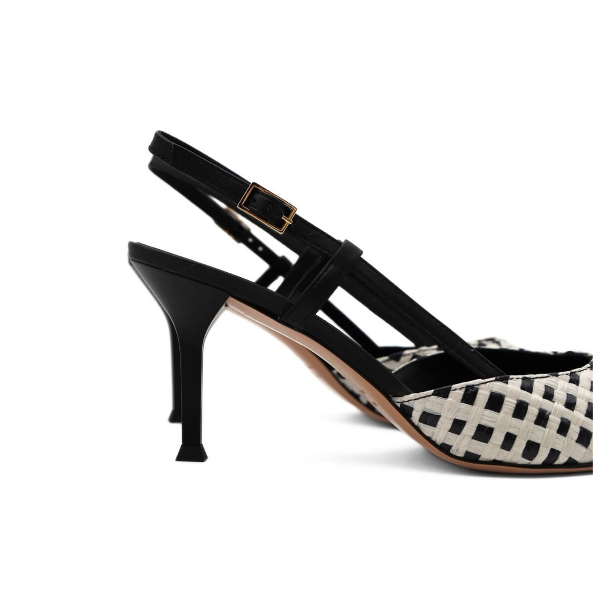 MALÙ SLINGBACK 7725 RAFFIA BIANCO/NERO