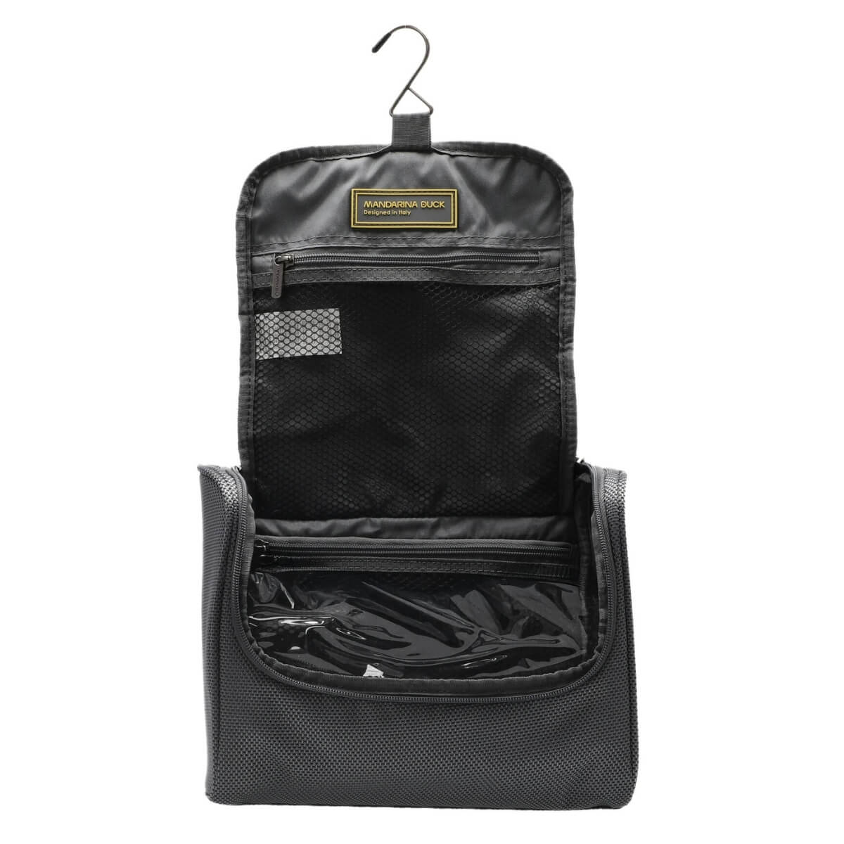 Beauty case Mandarina Duck LOGODUCK+ colore grigio in robusto materiale