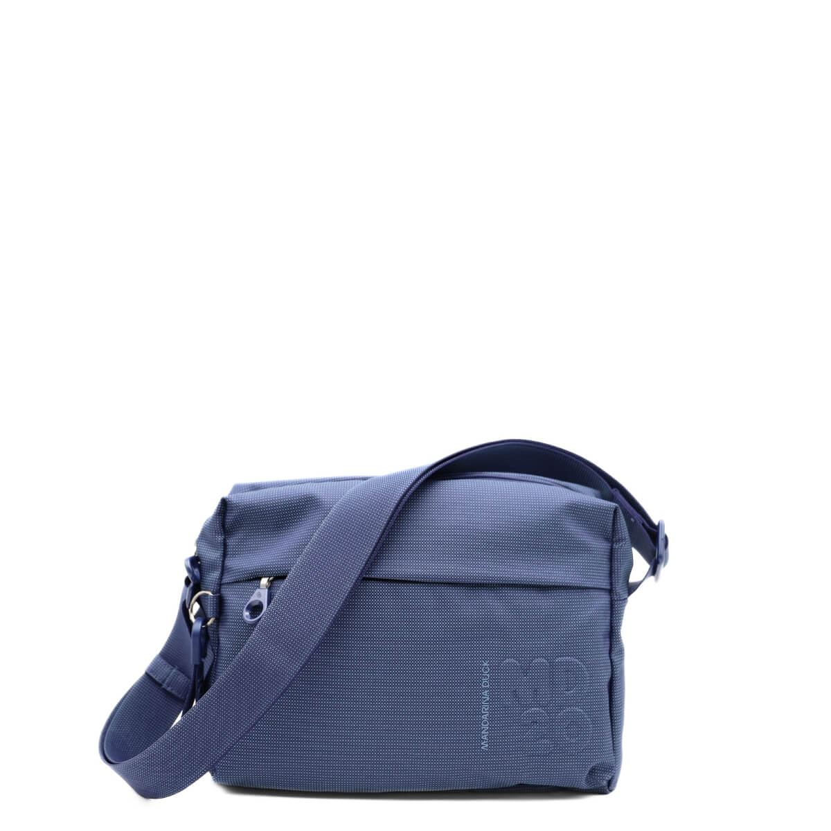 Dettaglio tracolla e tessuto poliestere della borsa crossover Mandarina Duck MD20