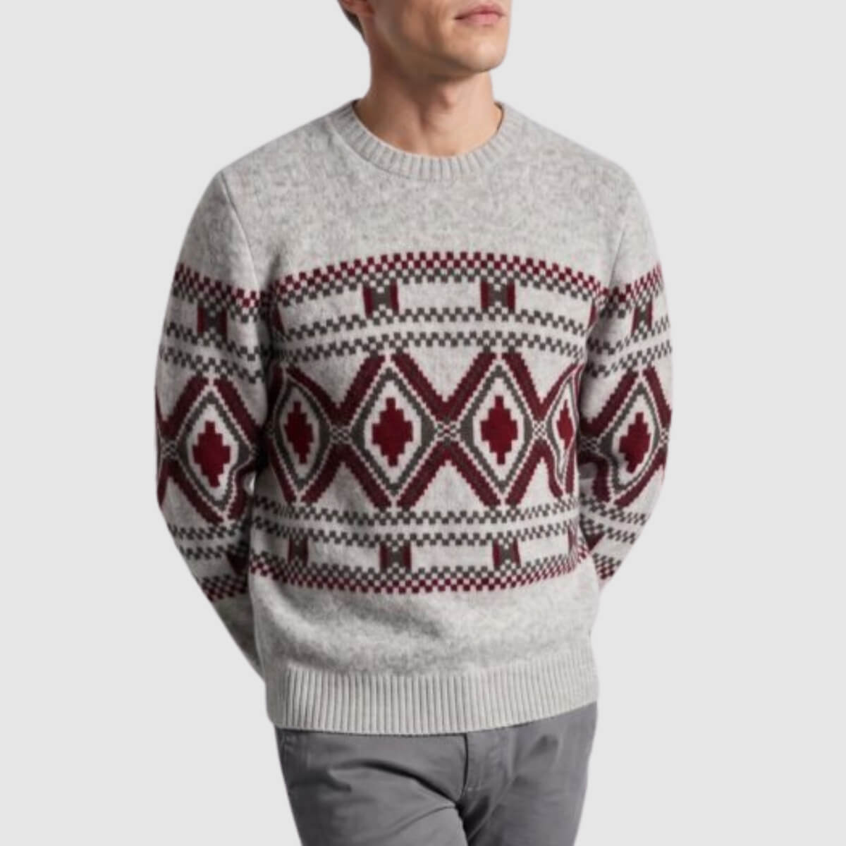 Maglione da uomo con motivo jacquard di ispirazione etnica
