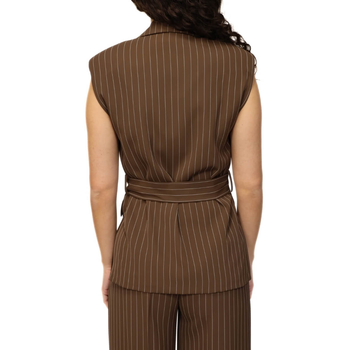 MARYLEY BLAZER SMANICATO 114 A RIGHE MARRONE