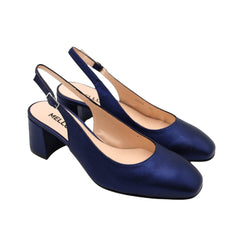 Slingback in pelle Blu Melluso D180 vista laterale elegante