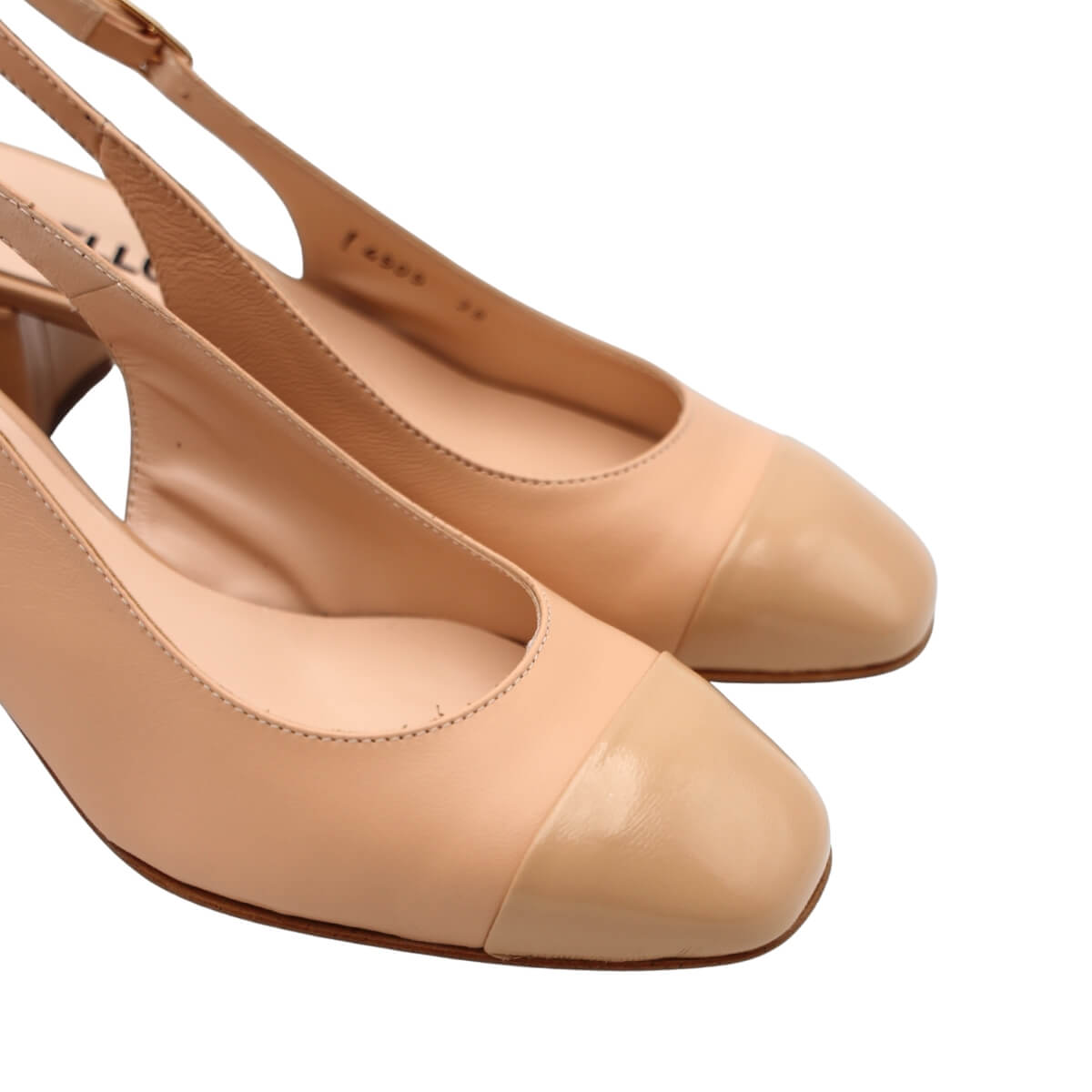 MELLUSO SLINGBACK E1301Q NUDE vista laterale in pelle nappa elegante