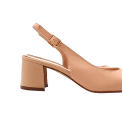 MELLUSO SLINGBACK E1301Q NUDE vista laterale in pelle nappa elegante