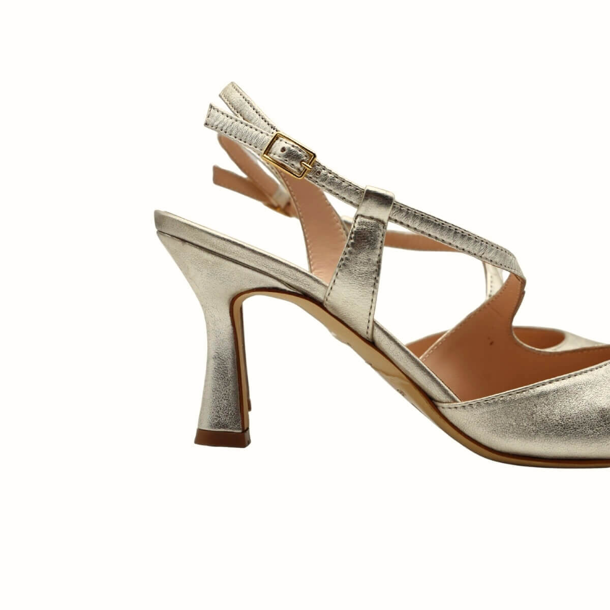 Slingback Melluso E1634 Platino in pelle laminata elegante