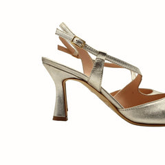 Slingback Melluso E1634 Platino in pelle laminata elegante