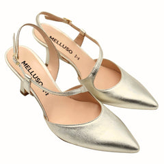 Slingback Melluso E1634 Platino in pelle laminata elegante