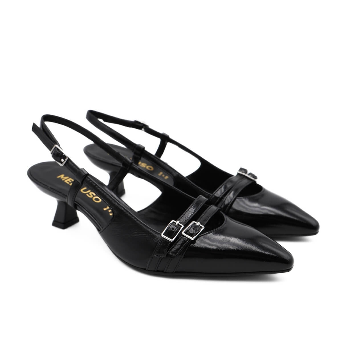 MELLUSO SLINGBACK E1952 FIBBIE NERO