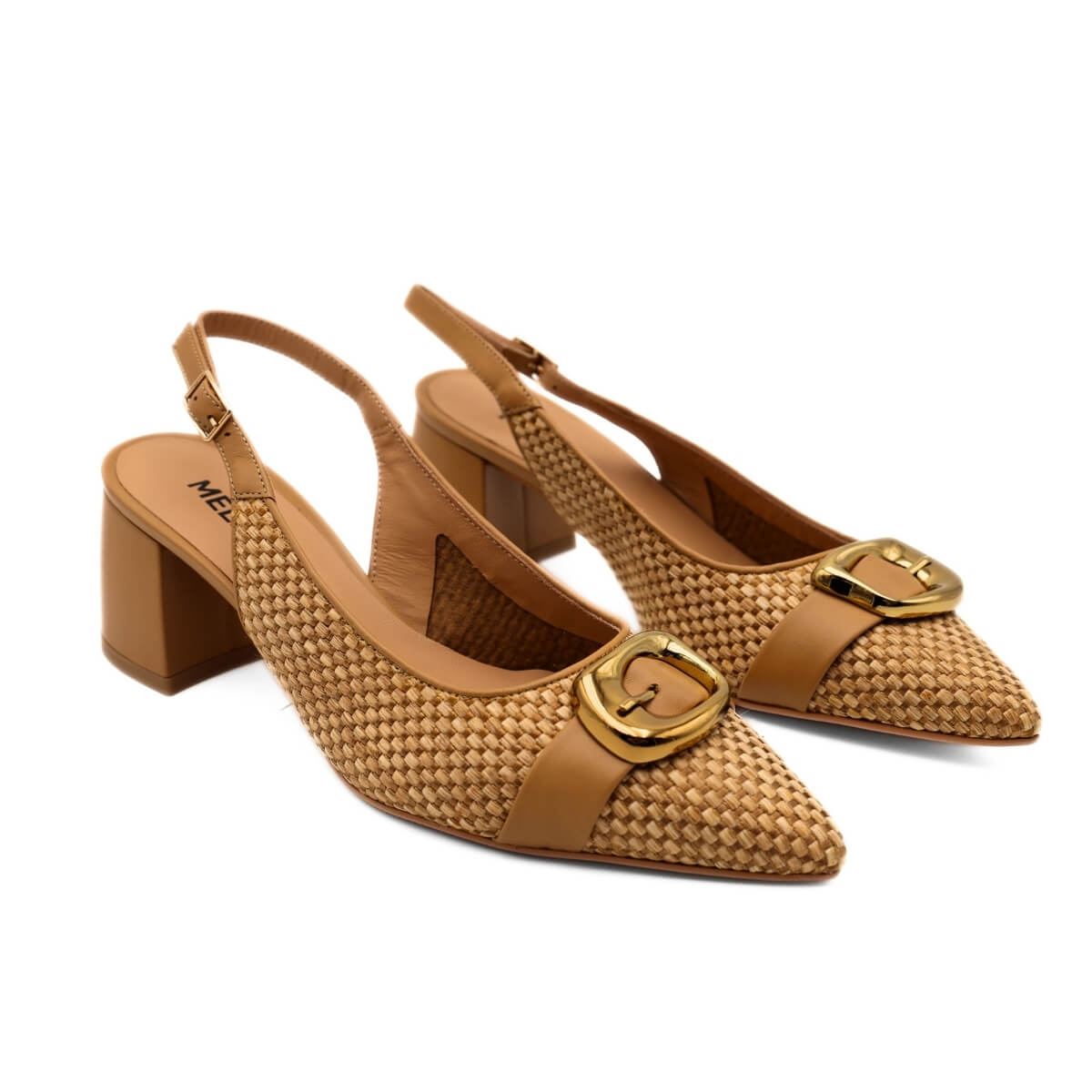 MELLUSO SLINGBACK V313 RAFFIA CUOIO