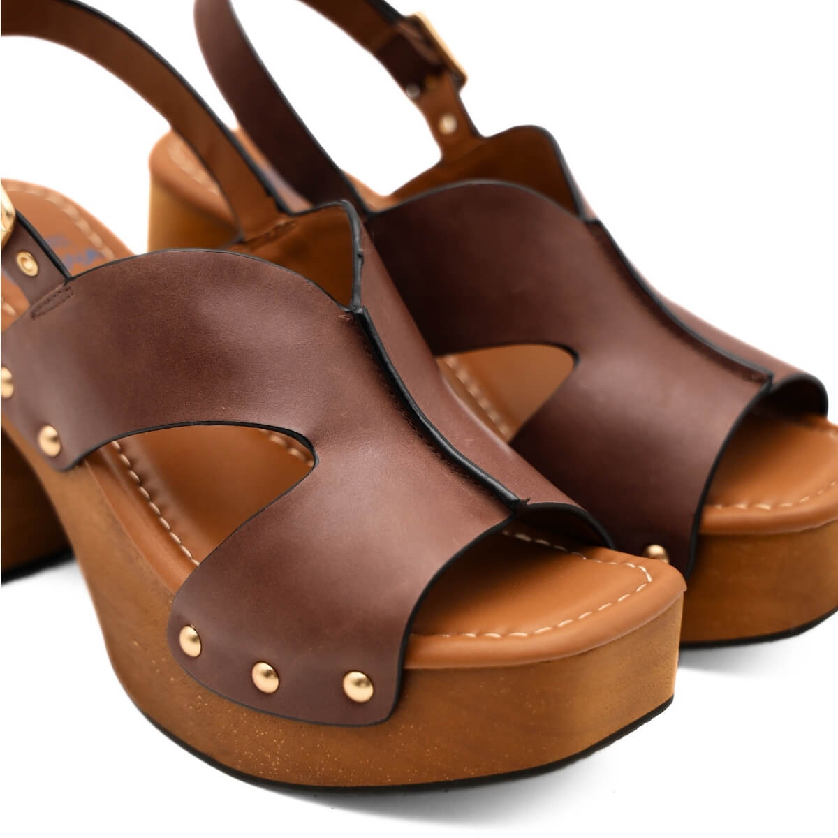 Sandalo Miss Olivia Eva F1 marrone in pelle liscia.